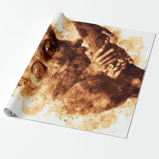 ビッグアイズモンキーコーヒーアート_633c3e6ae98b6de43e0a6dc ラッピングペーパー (アンロールド)