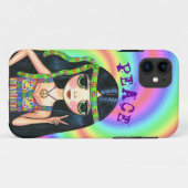 ビッグアイヒッピーChick Peace Sign Cute 1960s 1970s Case-Mate iPhoneケース (裏面(横))
