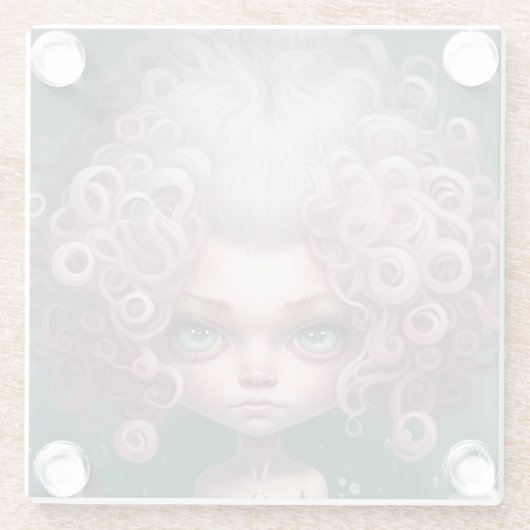 ビッグアイファンタジープリンセスかわいらしビッグアイガール ガラスコースター (裏面)