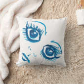 ビッグアイブループリント枕 クッション (ブランケット)