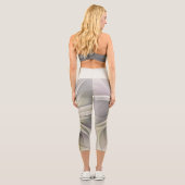 ビッグアイボリーフラワー、抽象芸術モダンフラクタルアート カプリレギンス (裏面)