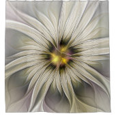 ビッグアイボリーフラワー、抽象芸術モダンフラクタルアート シャワーカーテン (正面)