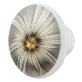 ビッグアイボリーフラワー、抽象芸術モダンフラクタルアート セラミックノブ (右)