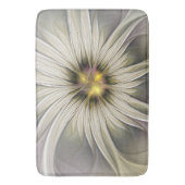 ビッグアイボリーフラワー、抽象芸術モダンフラクタルアート バスマット (正面縦)