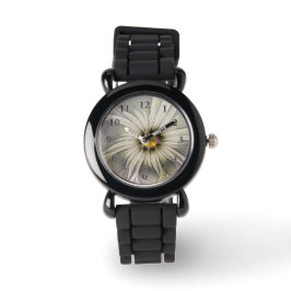 ビッグアイボリーフラワー、抽象芸術モダンフラクタルアート 腕時計