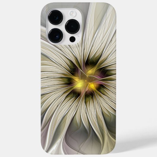 ビッグアイボリーフラワー、抽象芸術モダンフラクタルアート Case-Mate iPhoneケース (裏面)