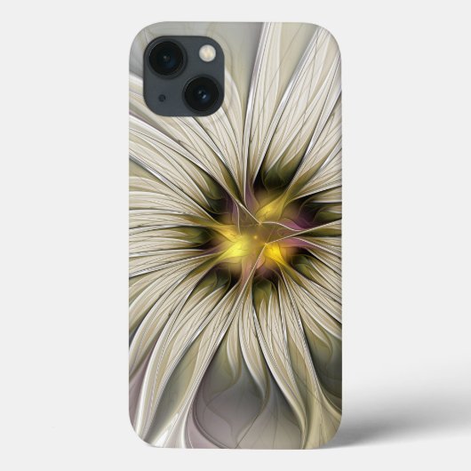 ビッグアイボリーフラワー、抽象芸術モダンフラクタルアート Case-Mate iPhoneケース (裏面)