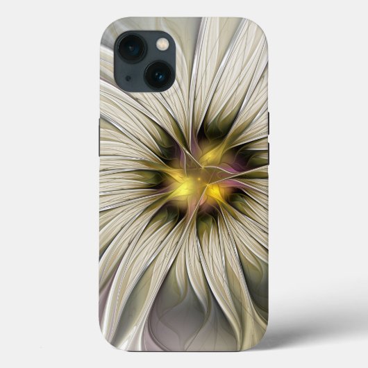 ビッグアイボリーフラワー、抽象芸術モダンフラクタルアート Case-Mate iPhoneケース (裏面)