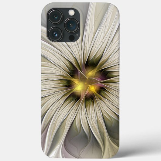 ビッグアイボリーフラワー、抽象芸術モダンフラクタルアート Case-Mate iPhoneケース (裏面)
