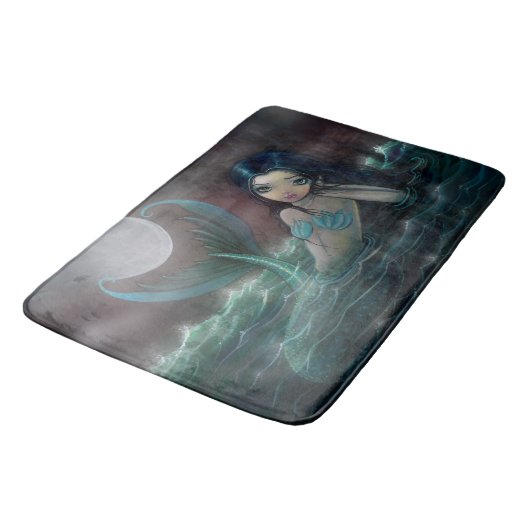 ビッグアイマーメイドキュートファンタジーアートイラストレーション バスマット (アングル)