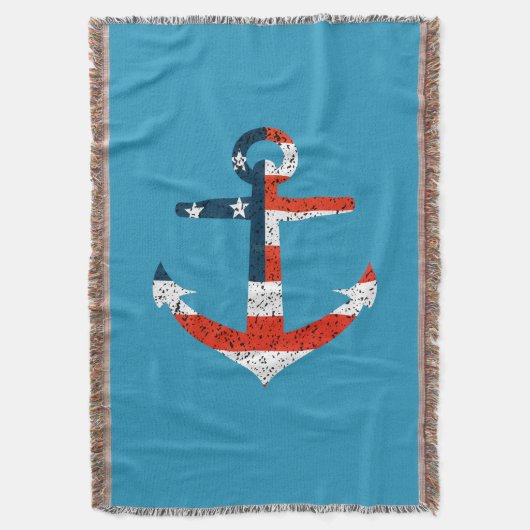 ビッグアメリカン国旗のいかり スローブランケット (正面縦)