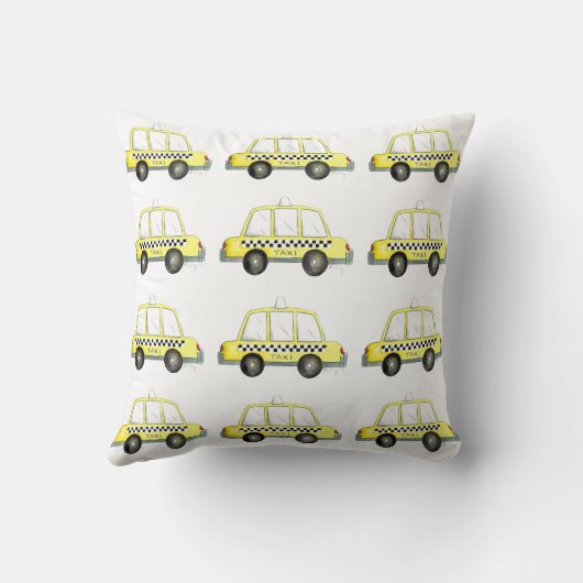 ビッグイエロータクシー市松模様にNYCキャブカーニューヨーク クッション (裏面)