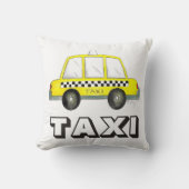 ビッグイエロータクシー市松模様にNYCキャブカーニューヨーク クッション (正面)