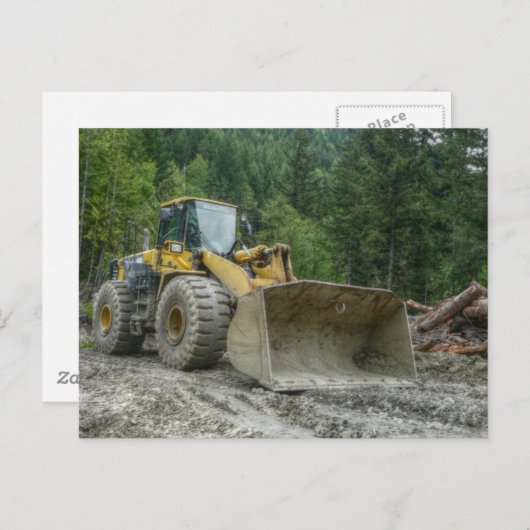 ビッグイエローブルドーザートラクター重機 ポストカード (正面/裏面)