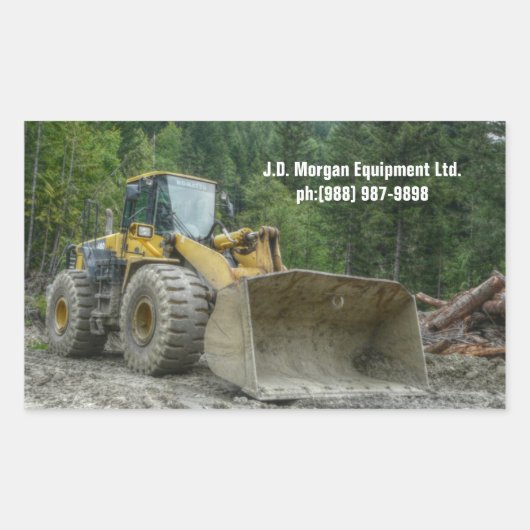 ビッグイエローブルドーザートラクター重機 長方形シール (正面)