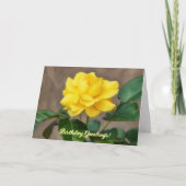 ビッグイエローローズ開花フラワーアート誕生日 カード (正面)