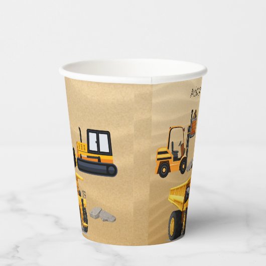 ビッグイエロー建築トラックブルドーザフォークリフト  紙コップ (右)