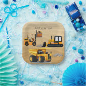 ビッグイエロー建築トラック、誕生日 ペーパープレート (パーティー)