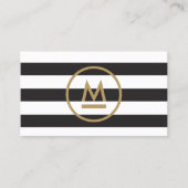 ビッグイニシャルモダンモノグラムはっきりしたオンストライプ 名刺 (正面)