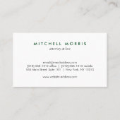 ビッグイニシャルモダンモノグラムオングリーンリネン 名刺 (裏面)