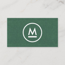 ビッグイニシャルモダンモノグラムオングリーンリネン 名刺