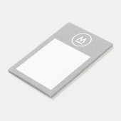 ビッグイニシャルモダンモノグラムオングレーリネン ポストイット (アングル)