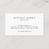 ビッグイニシャルモダンモノグラムオンネイビーブルーリネン 名刺 (裏面)