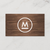 ビッグイニシャルモダンモノグラムオンブラウンウッド 名刺 (正面)
