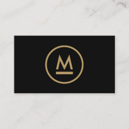 ビッグイニシャルモダンモノグラム金ゴールドオンブラック 名刺