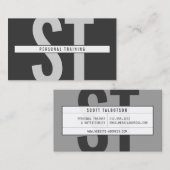 ビッグイニシャルモノグラムパーソナルトレーナーダークグレー 名刺 (正面/裏面)