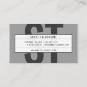 ビッグイニシャルモノグラムパーソナルトレーナーダークグレー 名刺 (裏面)