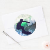 ビッグウェーブのサーファー ラウンドシール (封筒)