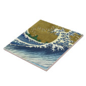 ビッグウェーブ(北斎の青日本のと金ゴールド美術) タイル (側面)