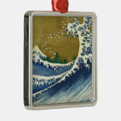 ビッグウェーブ(北斎の青日本のと金ゴールド美術) メタルオーナメント (右)