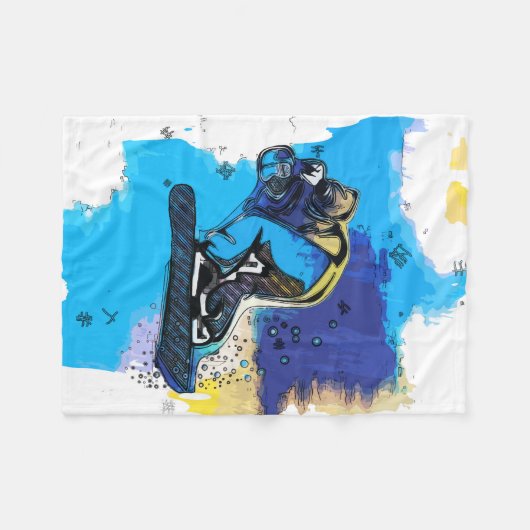 ビッグエアが飛び降りる！ – スノーボーディングフールフリースブランケット フリースブランケット (正面(横))