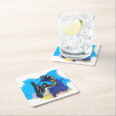 ビッグエアが飛び降りる！ – スノーボード・フール スクエアペーパーコースター (インサイチュ)