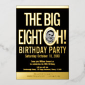 ビッグエイト0h!80番目の誕生日の写真 箔招待状 (正面)