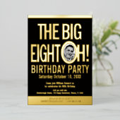 ビッグエイト0h!80番目の誕生日の写真 箔招待状 (立ち正面)