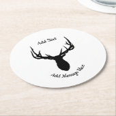ビッグエルク、追加文字とメッセージ ラウンドペーパーコースター (アングル)