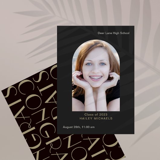 ビッグエレガントタイプ写真卒業ブラック 招待状