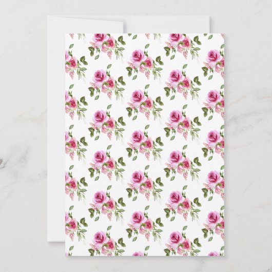 ビッグエレガントピンクボウバラフローラ誕生日 招待状 (裏面)
