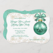 ビッグオーナメントグリーンクリスマスホリデーオフィスパーティー 招待状 (正面/裏面)