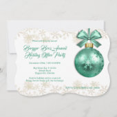 ビッグオーナメントグリーンクリスマスホリデーオフィスパーティー 招待状 (正面)