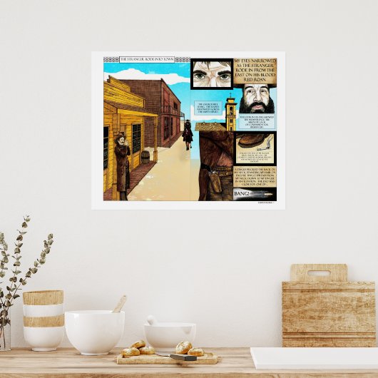 ビッグカウボーイ漫画オールドウェスタンスタイル ポスター (キッチン)