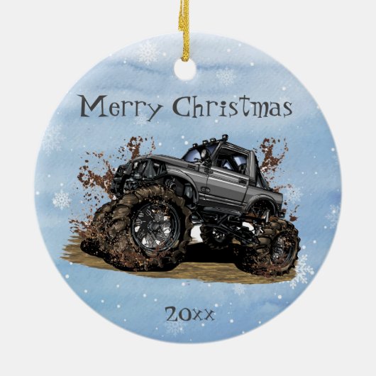 ビッグカスタマイズモンスタートラックオフロードアドベンチャー セラミックオーナメント (裏面)