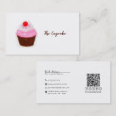 ビッグカップケーキ&さくらんぼウォーターカラーシックベーカリー 名刺 (正面/裏面)