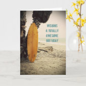 ビッグカフナサーフボード誕生日カード カード (黄色い花)