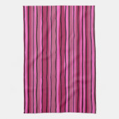 ビッグカラーポップ・アートのホットピンクとブラックストライプカラー キッチンタオル (縦)