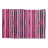 ビッグカラーポップ・アートのホットピンクとブラックストライプカラー 枕カバー (裏面-左)