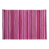 ビッグカラーポップ・アートのホットピンクとブラックストライプカラー 枕カバー (裏面-右)